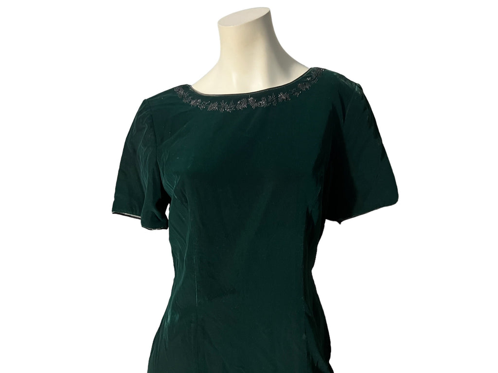 Vintage 80's velour green dress Liz Claiborne 12