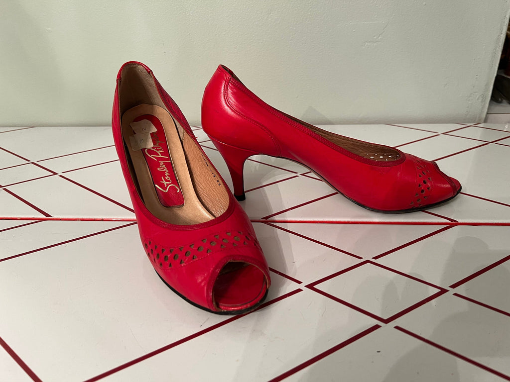 Vintage 80's red Stanley Philipson red heels 9 N