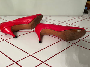 Vintage 80's red Stanley Philipson red heels 9 N