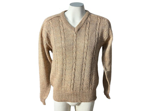 Vintage tan 70's V neck sweater L Holmes