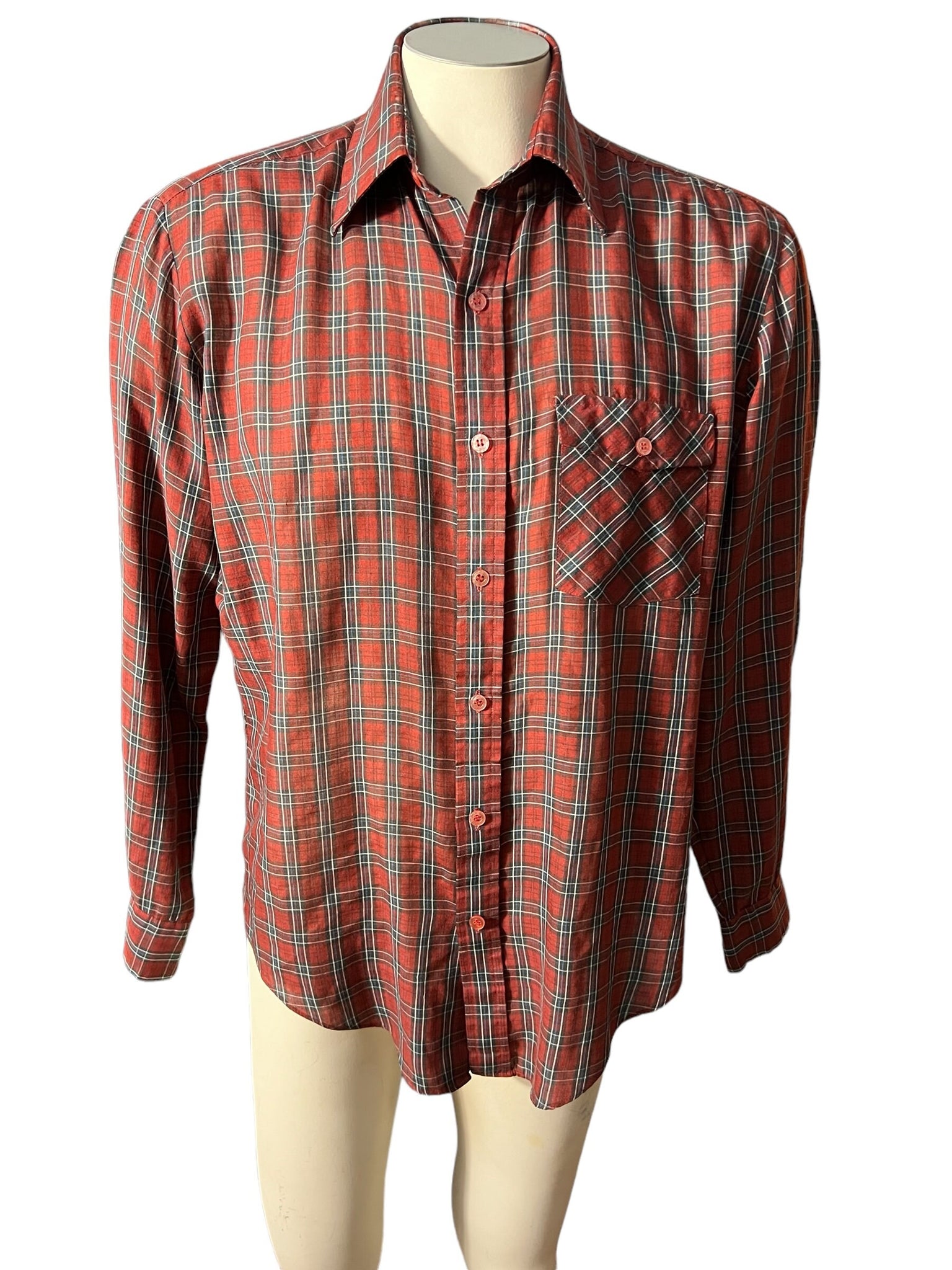 Vintage red plaid men's shirt Wedgefield M