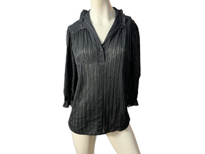 Vintage 70's black sheer blouse L XL