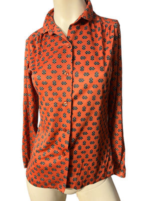 Vintage 70's rust shirt blouse M