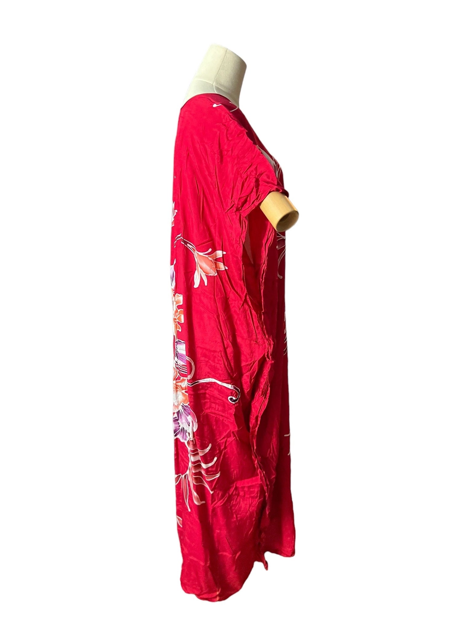 vintage red batik caftan M L