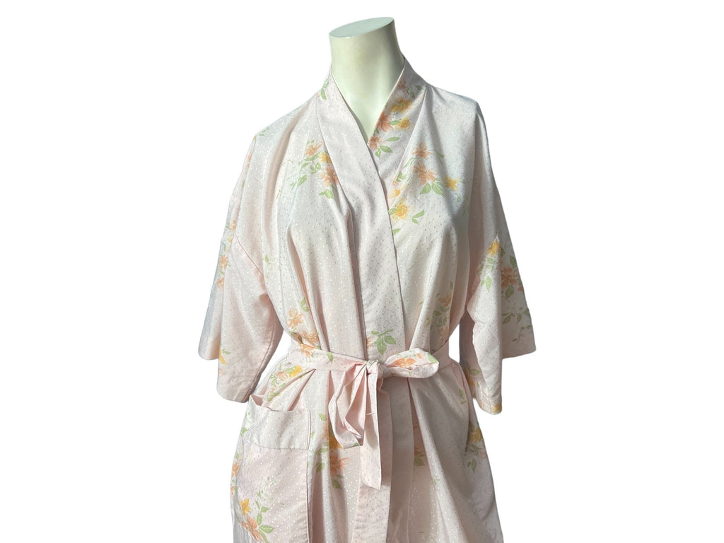 Vintage 70's pink floral robe Gilda Maria L