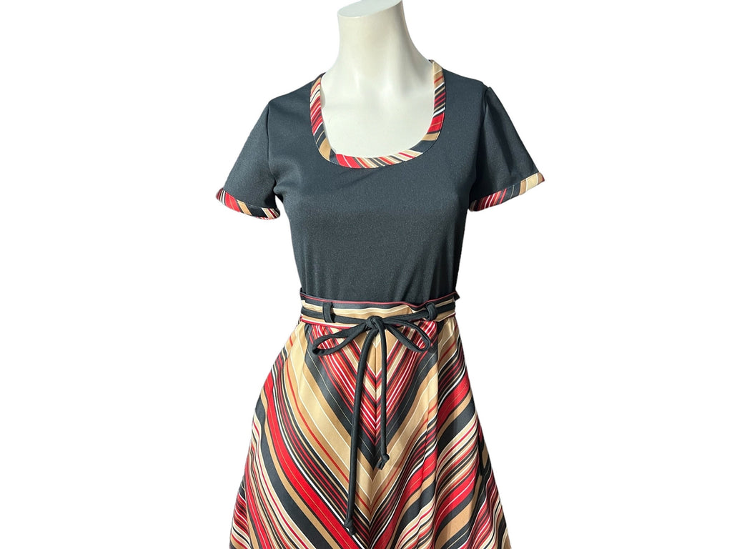 Vintage 70's chevron maxi dress M