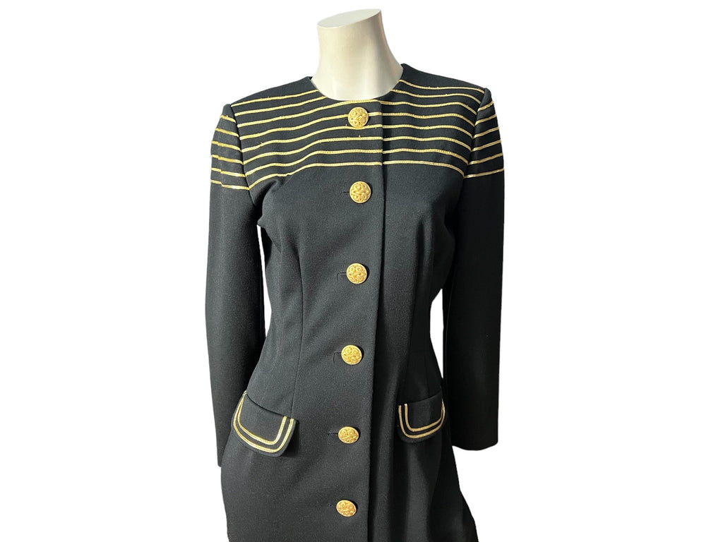 Vintage 80's black & gold dress 10 Leslie Fay