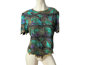 Vintage bead and sequin top XXL Kazar