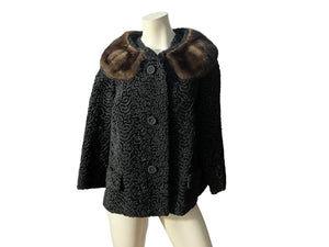 Vintage 60's black lambs coat Astrakin M