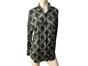 Vintage bead top blouse L black & silver