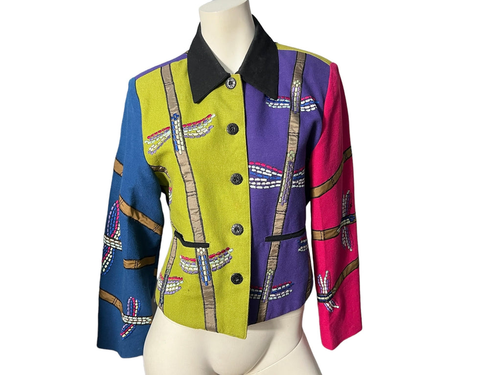 Vintage colorblock dragonfly jacket S Tunique