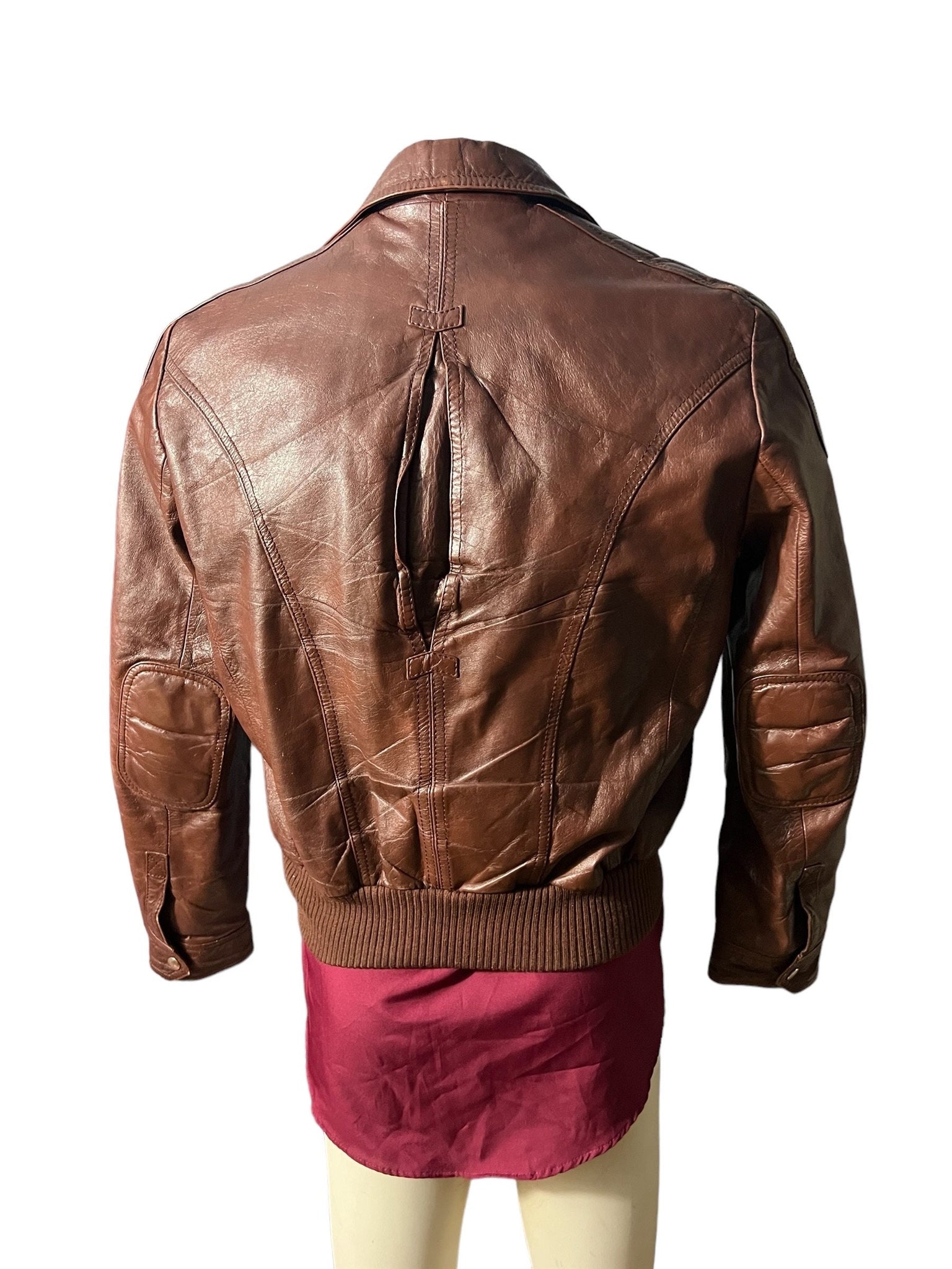 Vintage cafe race brown leather jacket 40