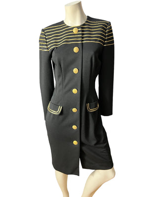 Vintage 80's black & gold dress 10 Leslie Fay