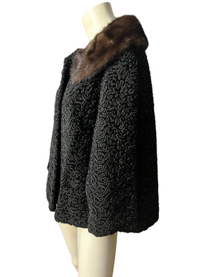 Vintage 60's black lambs coat Astrakin M