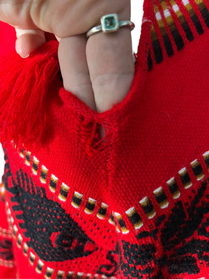 Vintage red woven poncho