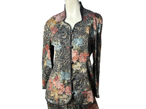 Vintage 80's floral suit Caron 10 M