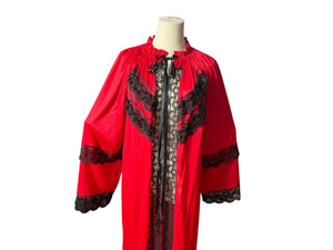 Vintage 60's lingerie robe M L red & black