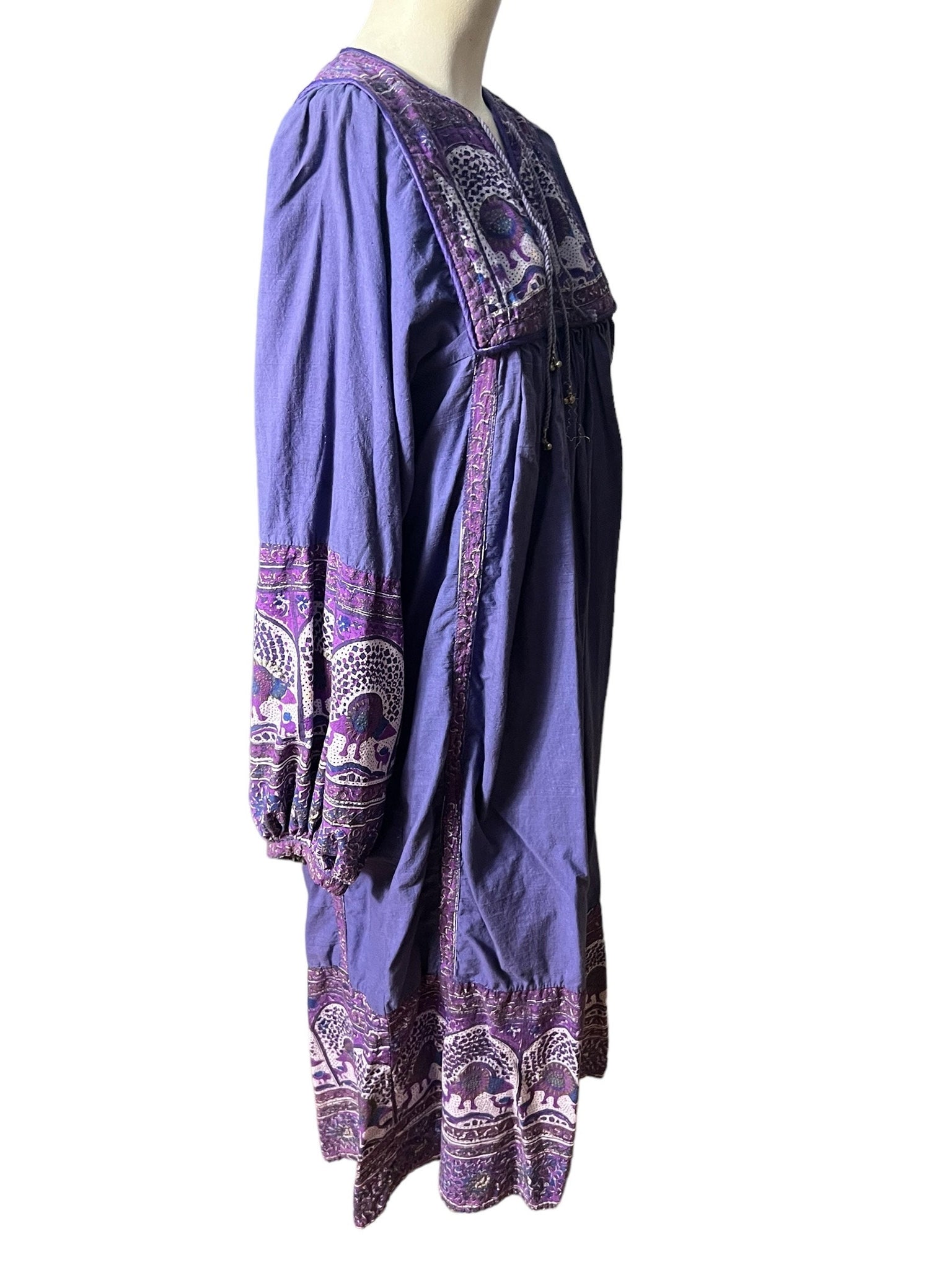 Vintage 70's Indian caftan dress M purple