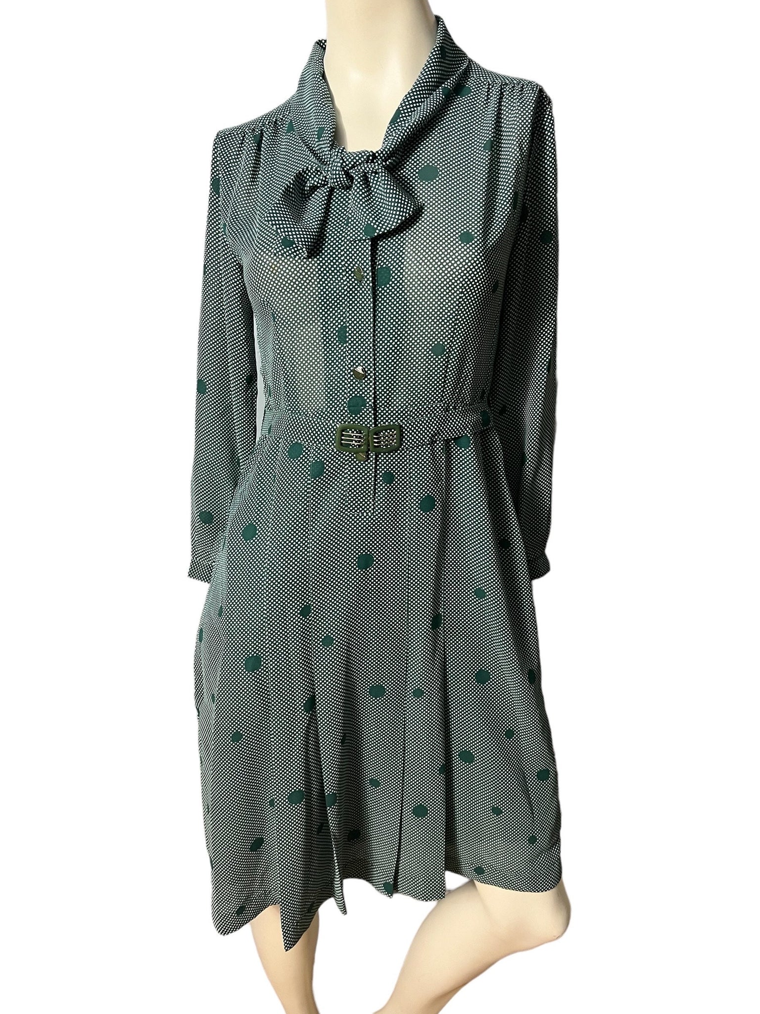 Vintage 40’s style green rayon dress M