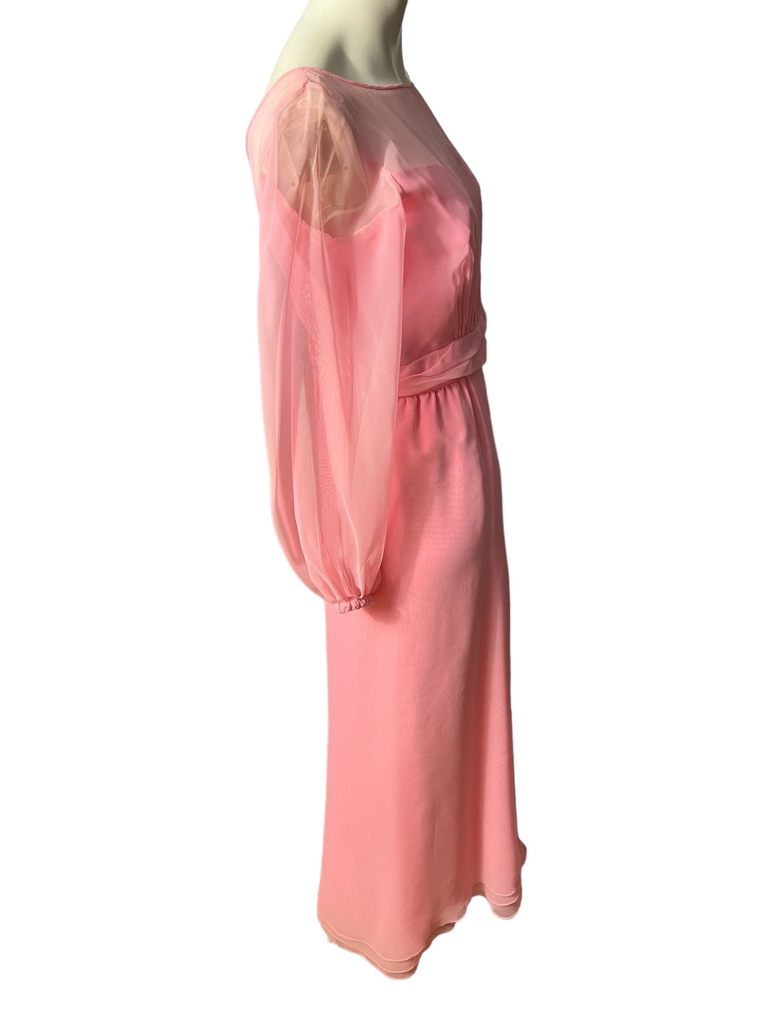 Vintage 60’s pink party maxi dress M