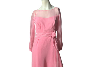 Vintage 60’s pink party maxi dress M