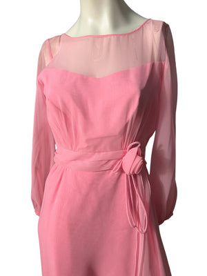 Vintage 60’s pink party maxi dress M