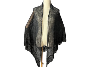 Vintage sheer black beead shawl