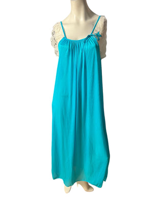 Vintage 80's turquoise nightgown L Contessa