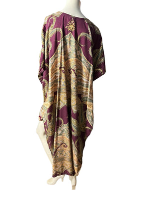 Vintage paisley cotton caftan dress one size Naqui