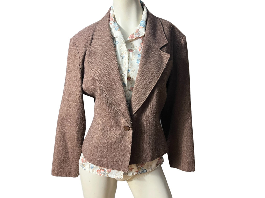 Vintage 80's brown blazer jacket 14 Cheryl Tieg
