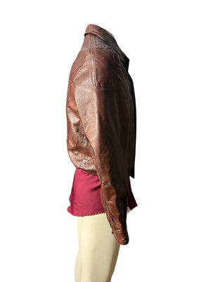 Vintage cafe race brown leather jacket 40