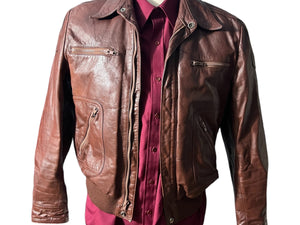 Vintage cafe race brown leather jacket 40