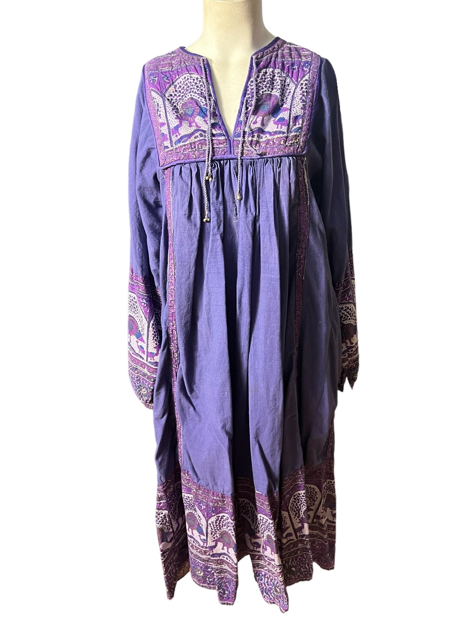 Vintage 70's Indian caftan dress M purple