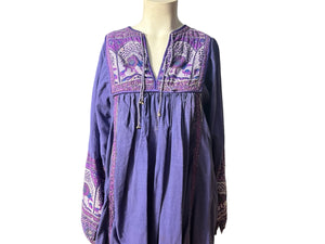 Vintage 70's Indian caftan dress M purple