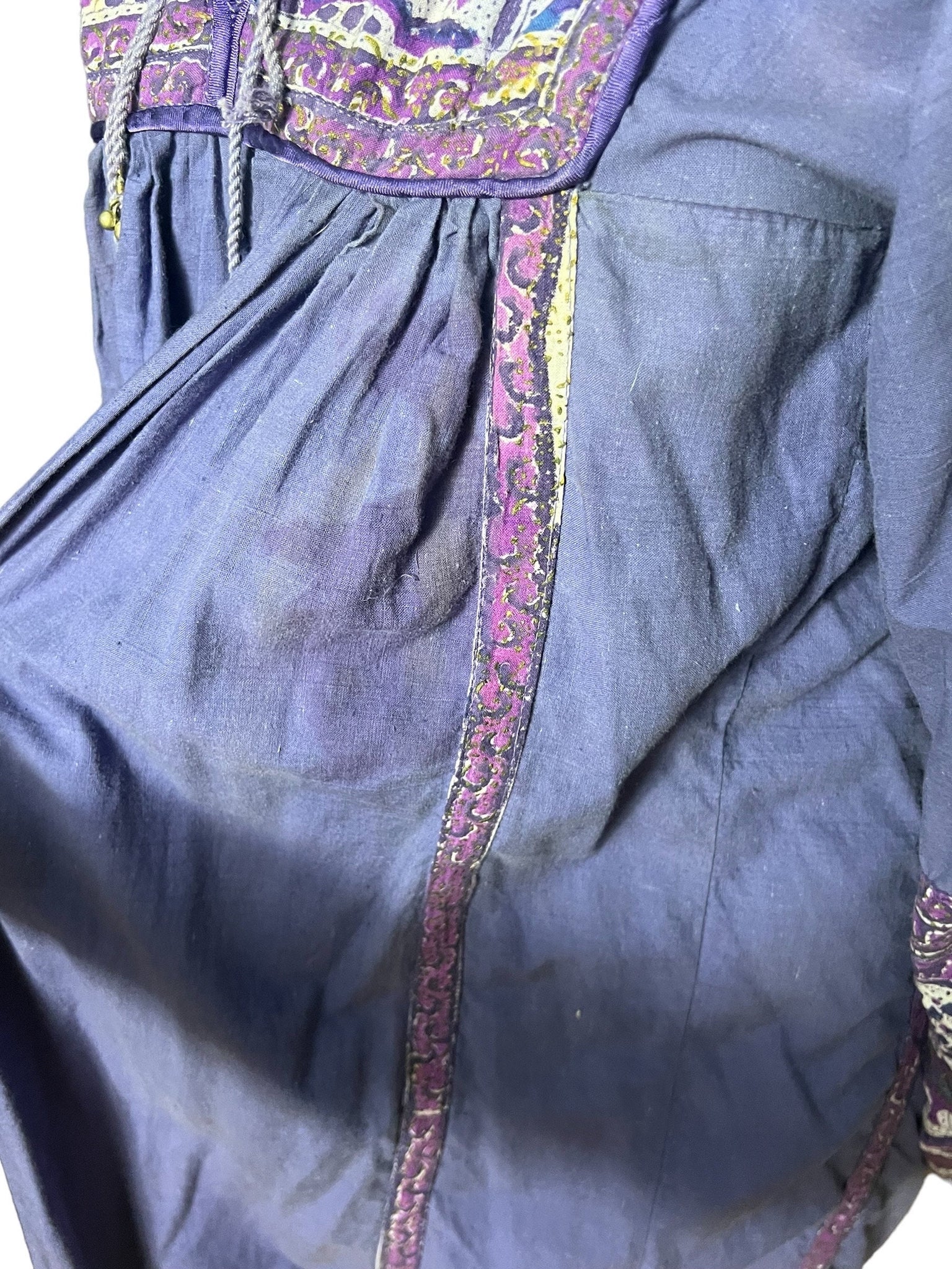 Vintage 70's Indian caftan dress M purple