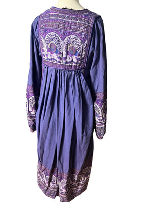 Vintage 70's Indian caftan dress M purple