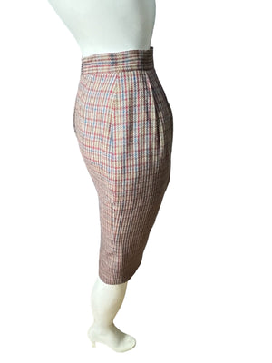 Vintage check rayon wool skirt 4
