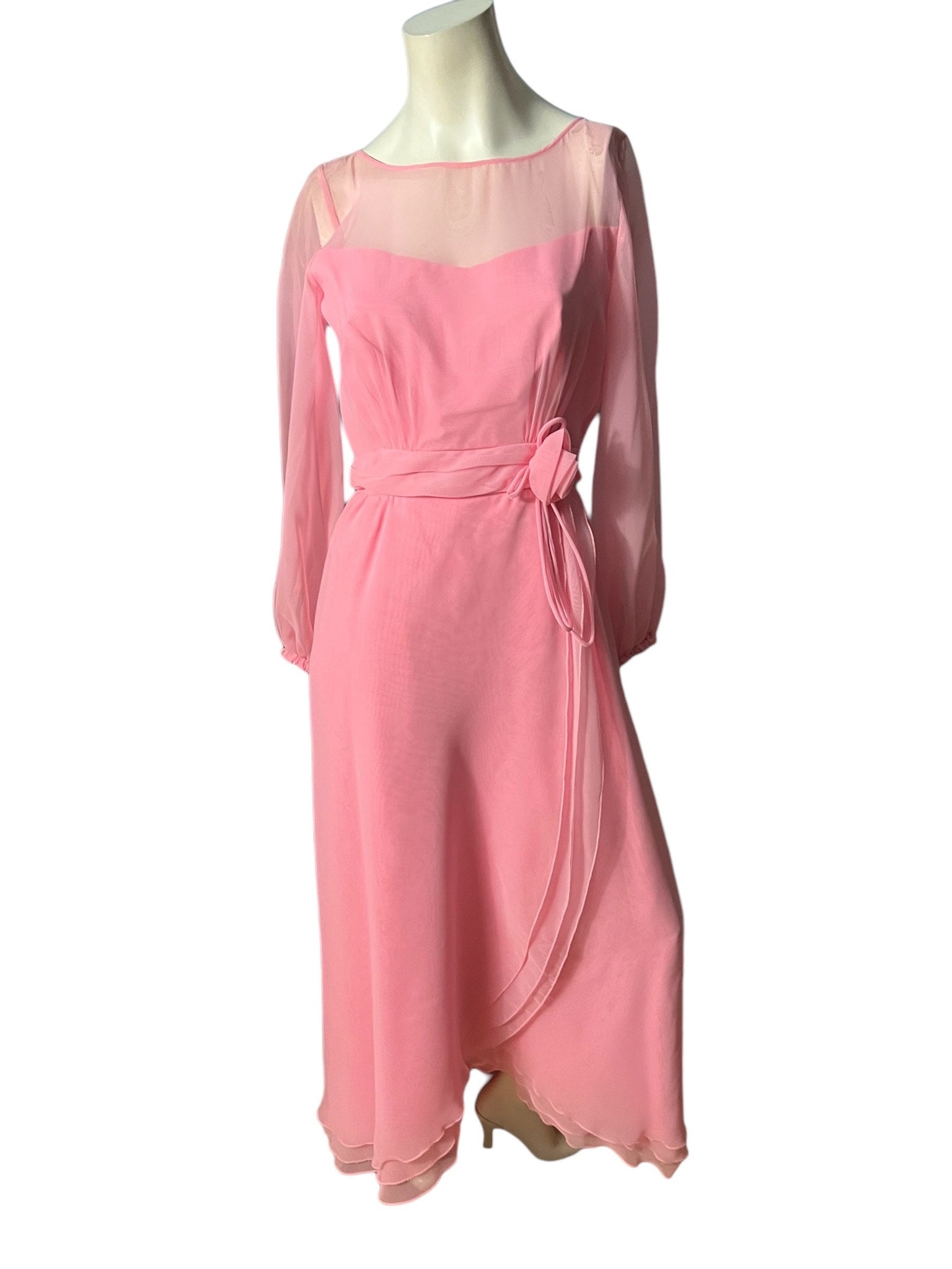 Vintage 60’s pink party maxi dress M