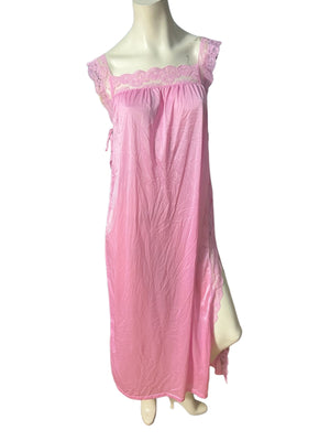 Vintage 70's pink long nightgown S Sears