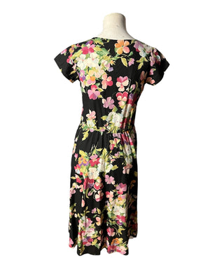 Vintage 80's floral dress 3/4 S Avon