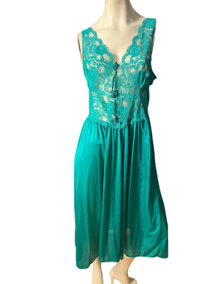 Vintage green 80's nightgown Xl Adonna