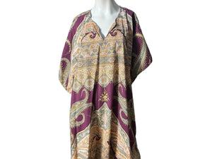 Vintage paisley cotton caftan dress one size Naqui