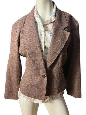 Vintage 80's brown blazer jacket 14 Cheryl Tieg
