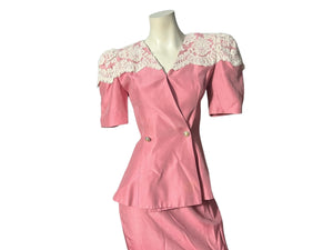 Vintage 80's pink dress suit 8 Water Water