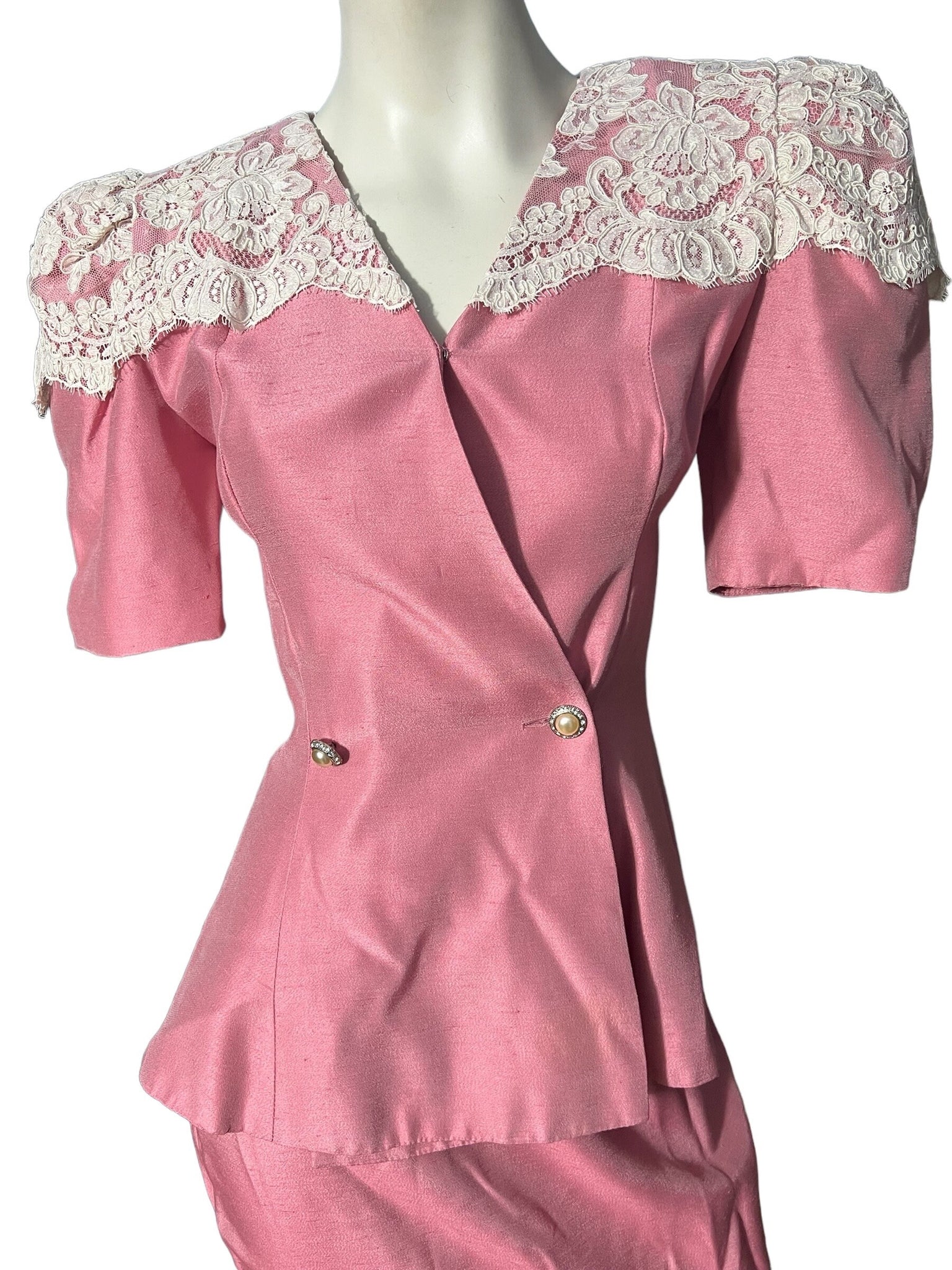 Vintage 80's pink dress suit 8 Water Water