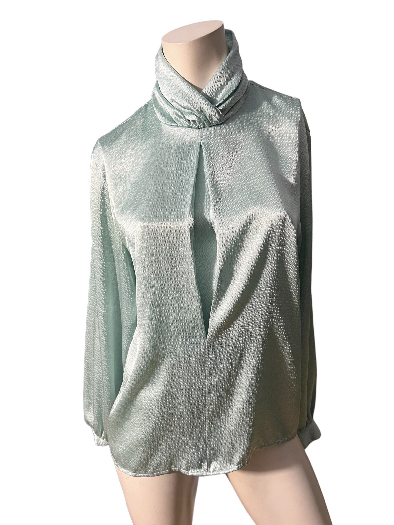 Vintage 80's mint green blouse M 8San Andre