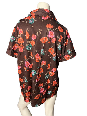 Vintage 70's brown shirt XL floral