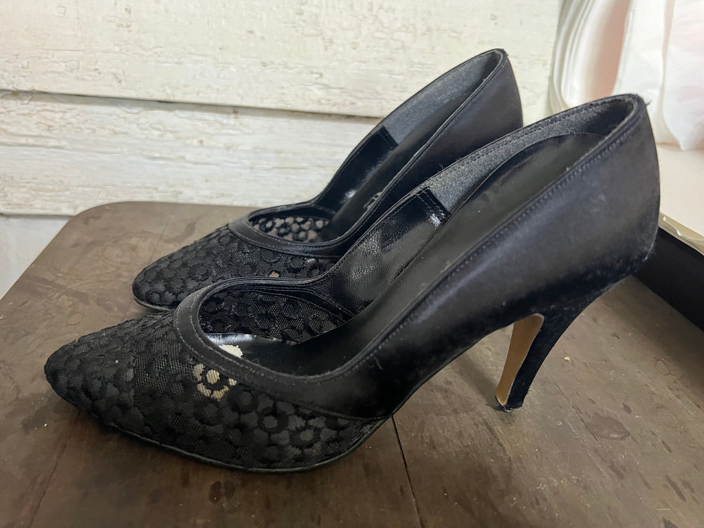 Vintage 50's black heels 7N