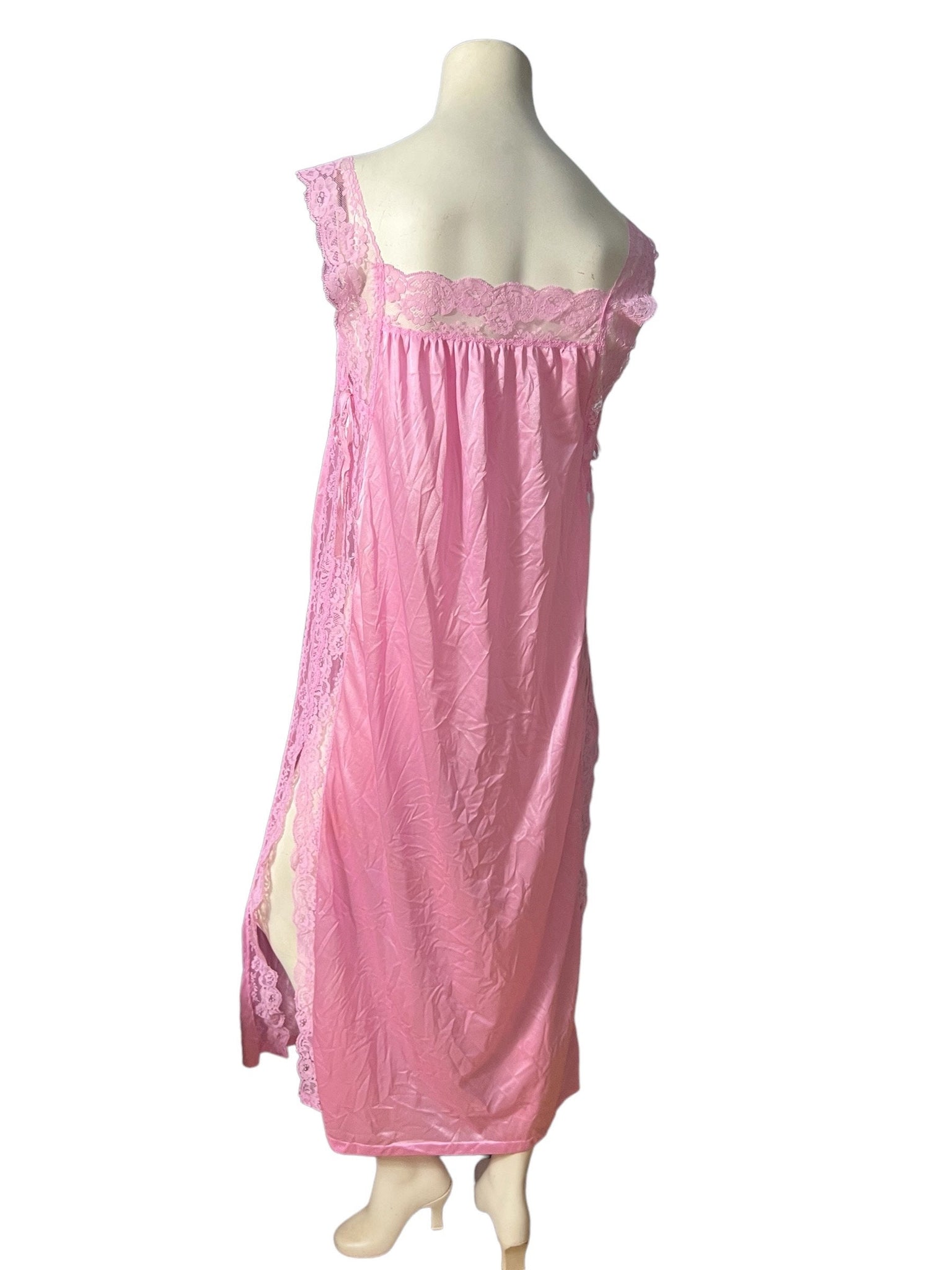 Vintage 70's pink long nightgown S Sears