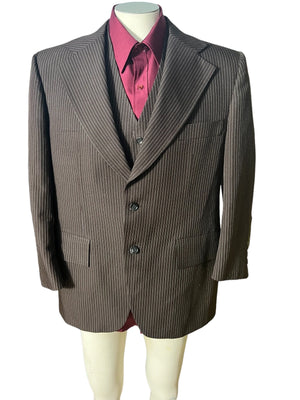 vintage brown pinstripe 3pc suit 42 Merit